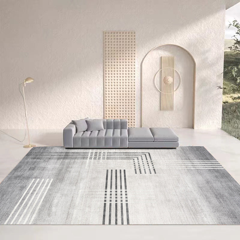 Light Grey Modern Carpet Polyester Striola Carpet Stain Resistant Carpet for Home Decor