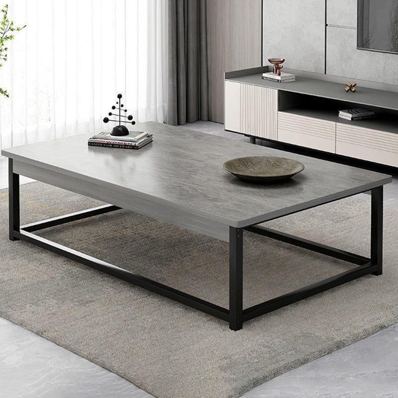 Modern Style Cocktail Table Artificial Wood Tabletop Iron Rectangular Coffee Table