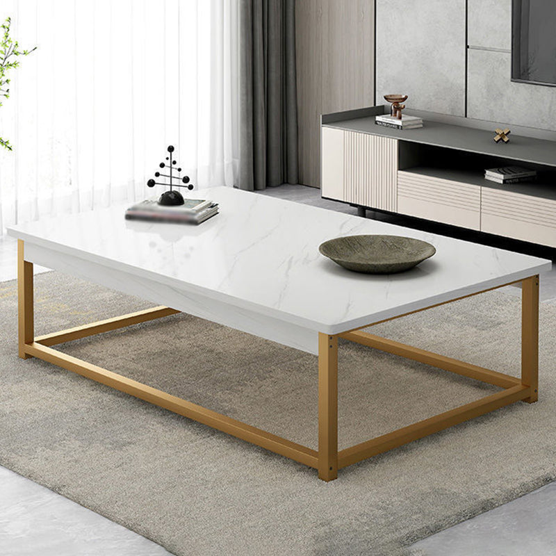 Modern Style Cocktail Table Artificial Wood Tabletop Iron Rectangular Coffee Table