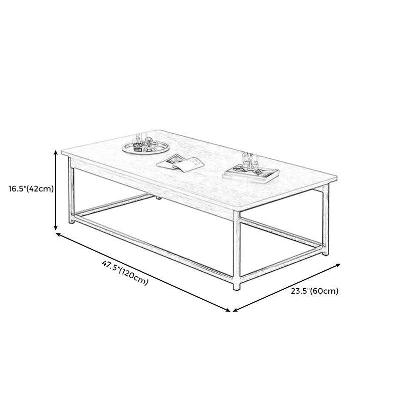 Modern Style Cocktail Table Artificial Wood Tabletop Iron Rectangular Coffee Table