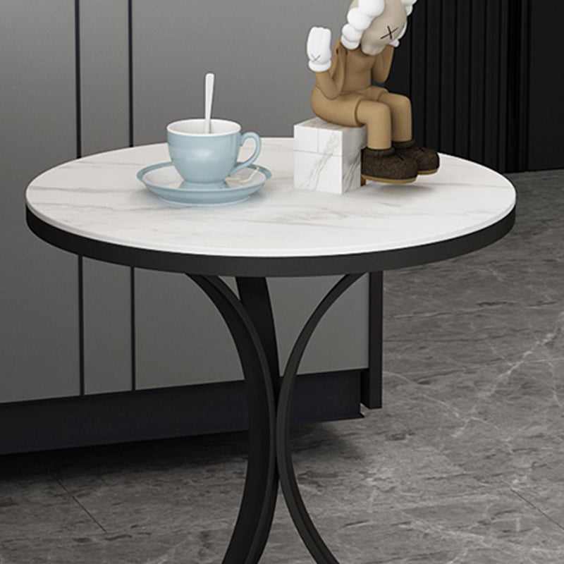 21.6"H Single Leg Metal Base Solid Color Slate Round Coffee Table