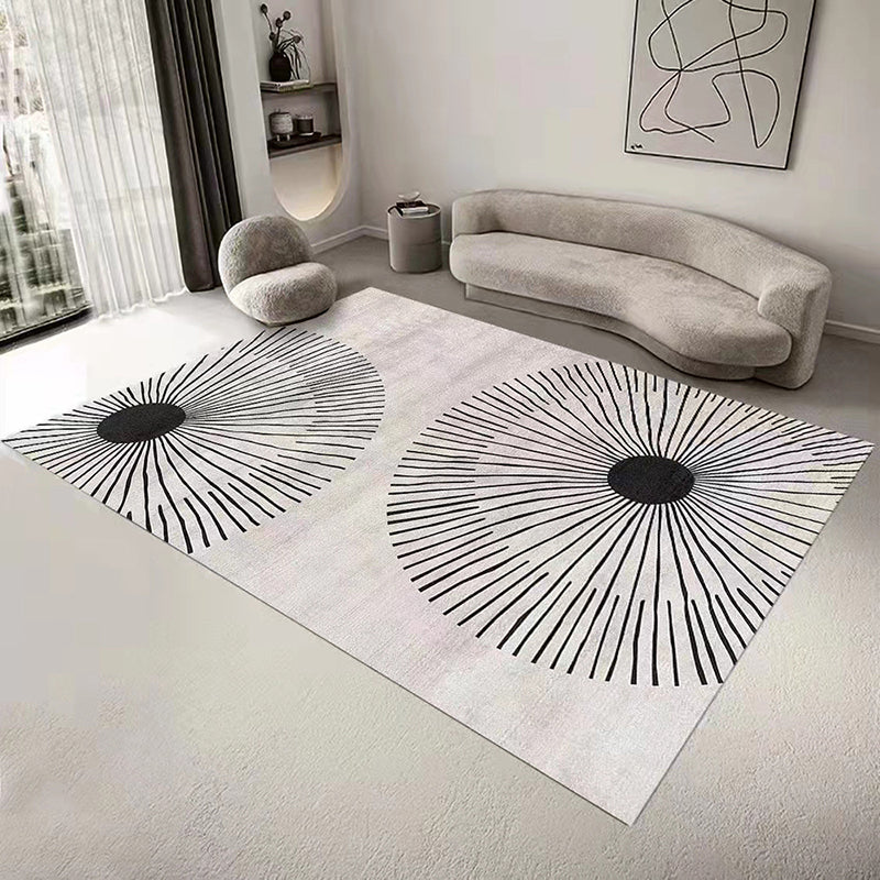 Gray Modern Rug Polyester Graphic Rug Non-Slip Backing Rug for Drawing Room