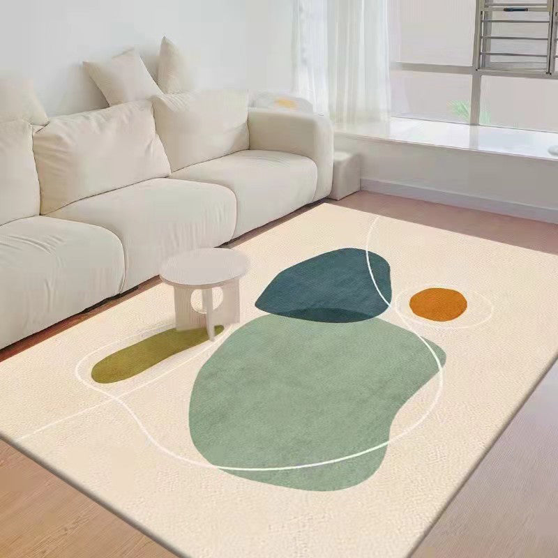 Beige Casual Rug Polyester Color Block Rug Stain Resistant Rug for Living Room