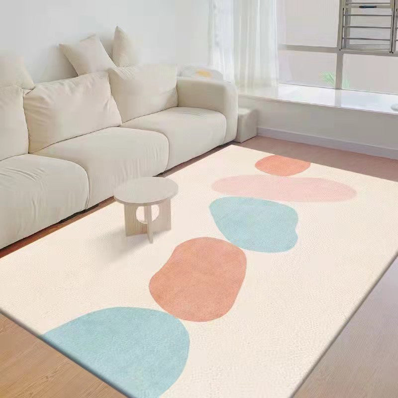 Beige Casual Rug Polyester Color Block Rug Stain Resistant Rug for Living Room