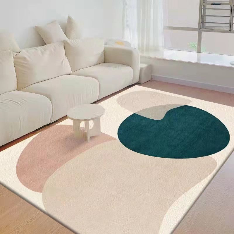 Beige Casual Rug Polyester Color Block Rug Stain Resistant Rug for Living Room