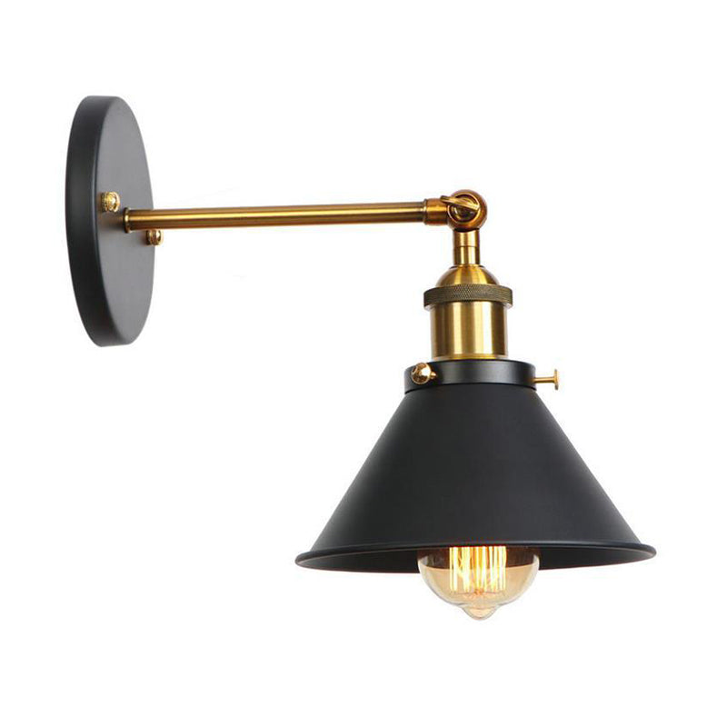 Retro Style Geometric Wall Light Metal Shade Black Wall Sconce for Restaurant