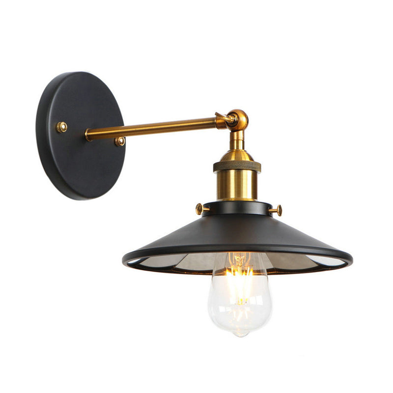 Retro Style Geometric Wall Light Metal Shade Black Wall Sconce for Restaurant