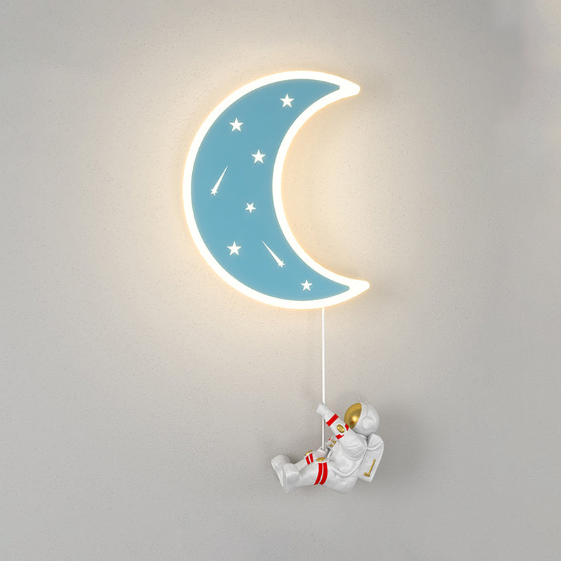 Modern Style Moon Shape Wall Sconce Metal 1 Light Sconce Lighting for Living Room