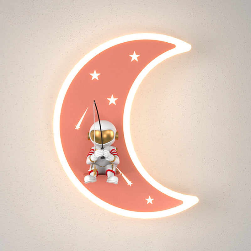 Modern Style Moon Shape Wall Sconce Metal 1 Light Sconce Lighting for Living Room