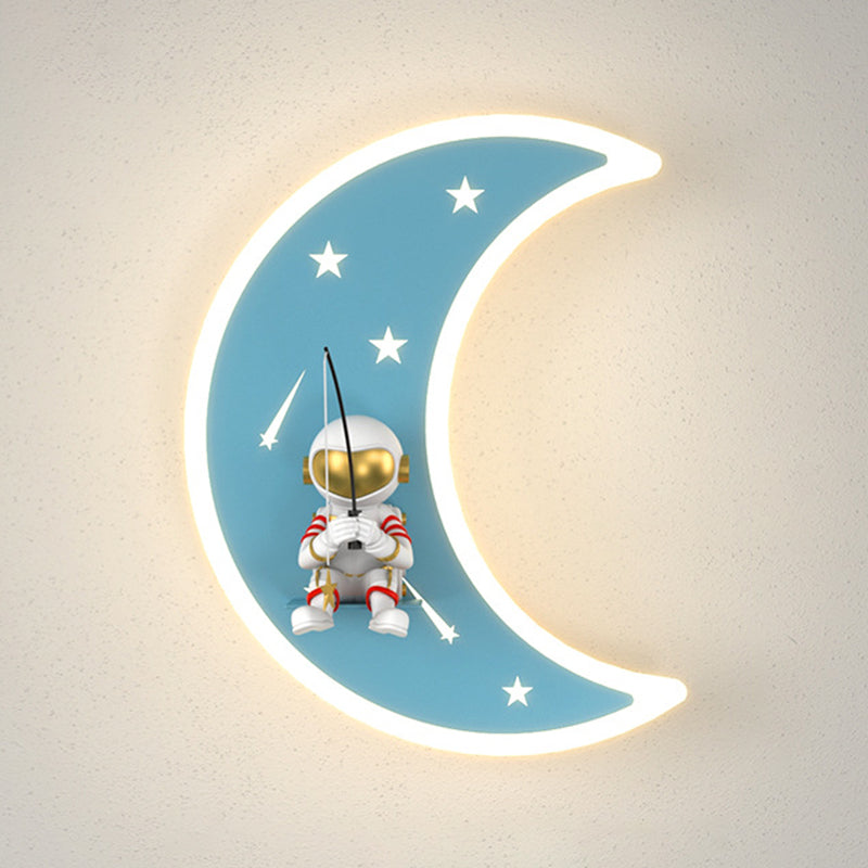 Modern Style Moon Shape Wall Sconce Metal 1 Light Sconce Lighting for Living Room