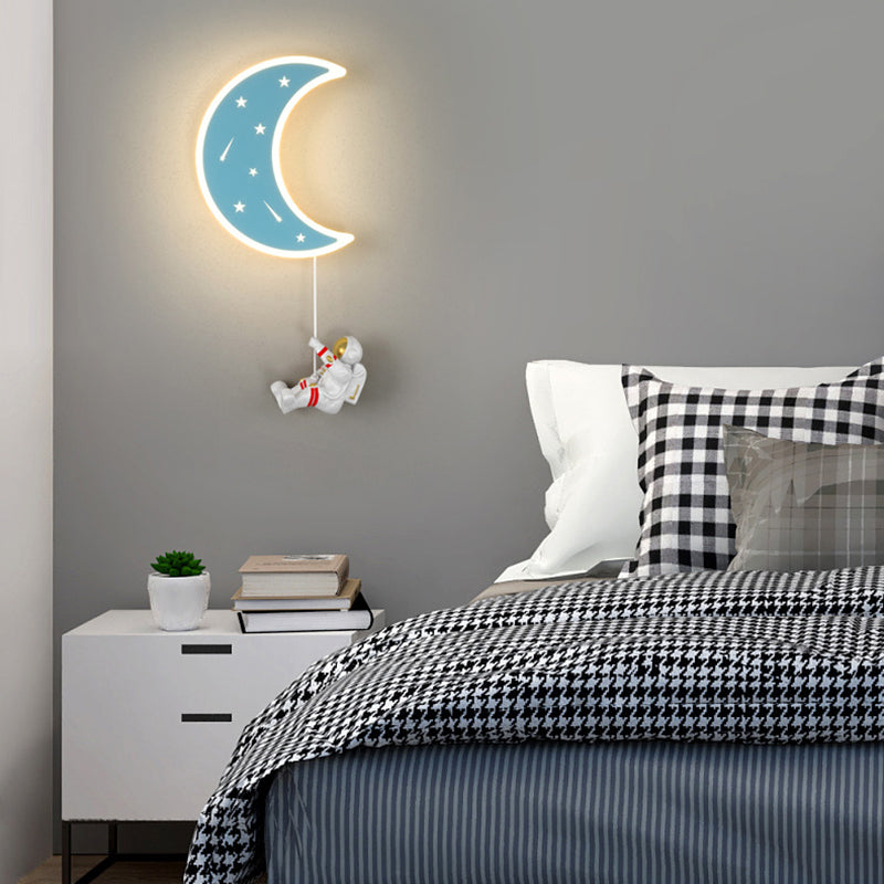 Modern Style Moon Shape Wall Sconce Metal 1 Light Sconce Lighting for Living Room