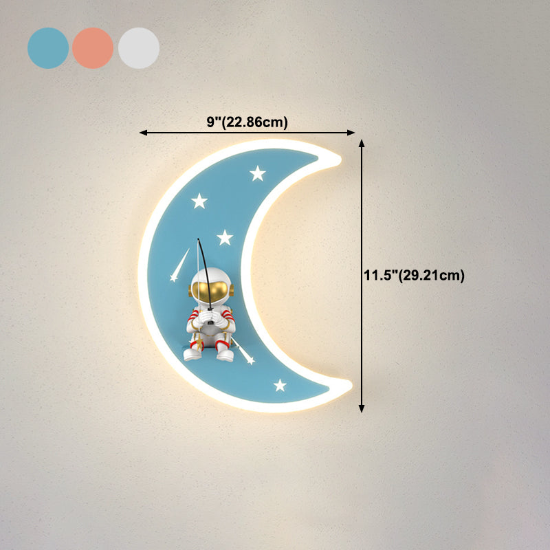 Modern Style Moon Shape Wall Sconce Metal 1 Light Sconce Lighting for Living Room