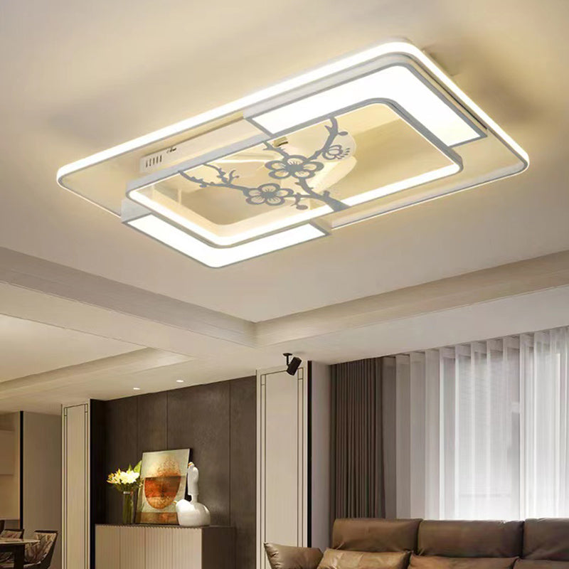 4 Lights Ceiling Fan Light Modern LED Ceiling Mount Lamp with Acrylic Shade for Bedroom