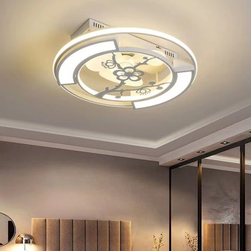4 Lights Ceiling Fan Light Modern LED Ceiling Mount Lamp with Acrylic Shade for Bedroom