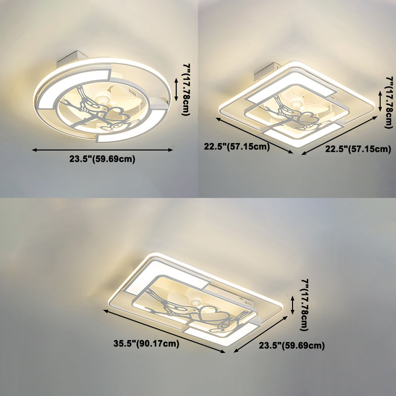 4 Lights Ceiling Fan Light Modern LED Ceiling Mount Lamp with Acrylic Shade for Bedroom