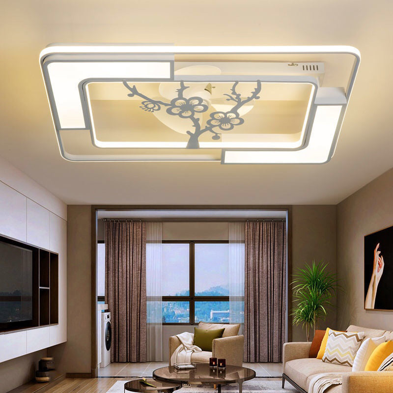 4 Lights Ceiling Fan Light Modern LED Ceiling Mount Lamp with Acrylic Shade for Bedroom