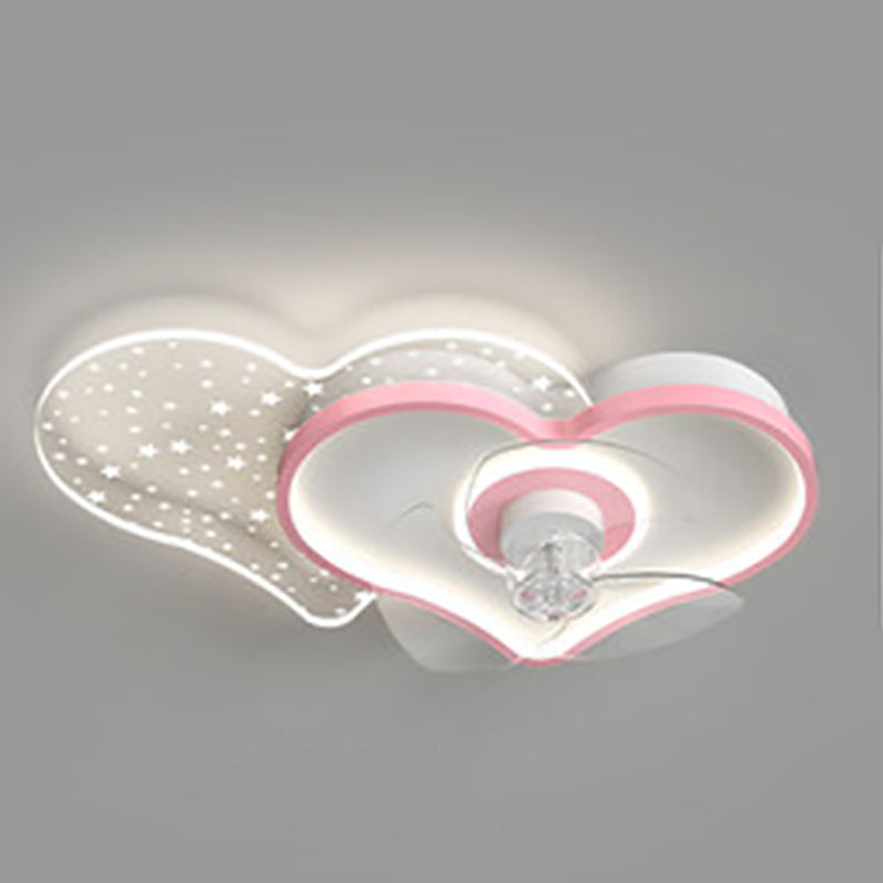 Children Style Ceiling Fan Light LED Ceiling Mount Lamp with Acrylic Shade for Bedroom