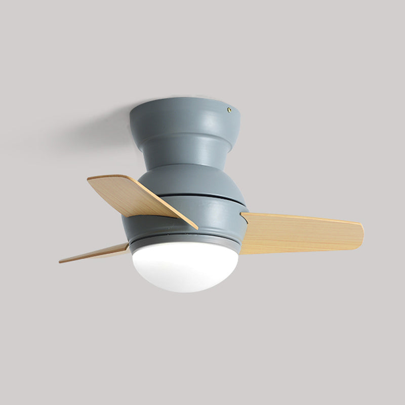 Kids Style Round Shape Ceiling Fan Light Metal Single Light LED Ceiling Fan Lamp