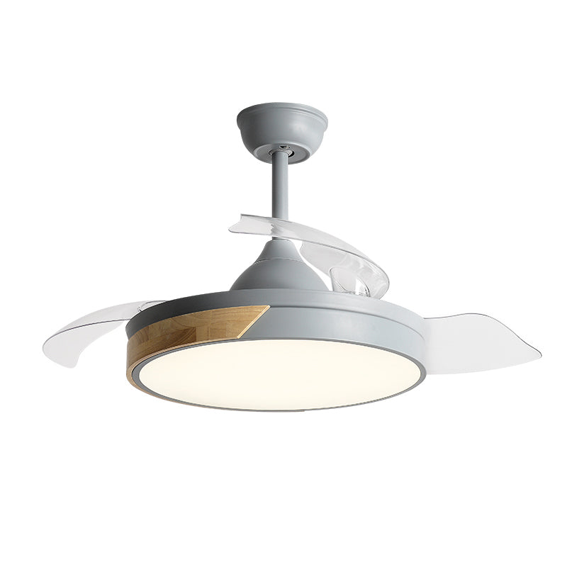 Kids Style Round Shape Ceiling Fan Light Metal 1-Light LED Ceiling Fan Lamp