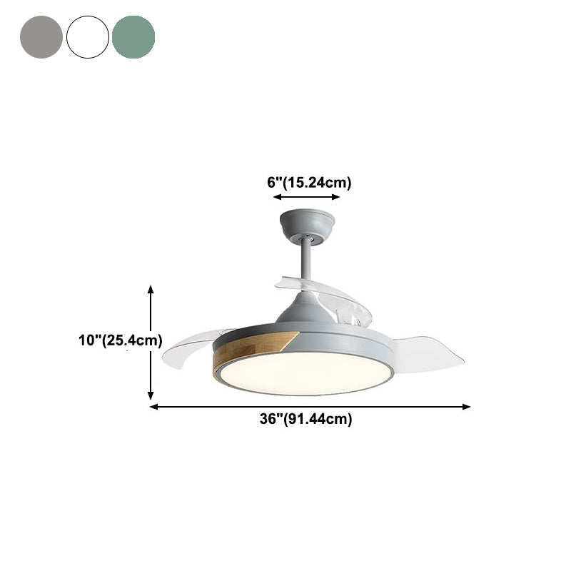 Kids Style Round Shape Ceiling Fan Light Metal 1-Light LED Ceiling Fan Lamp