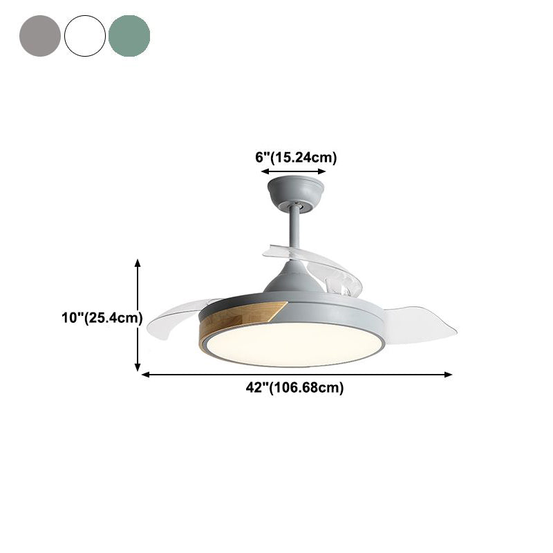 Kids Style Round Shape Ceiling Fan Light Metal 1-Light LED Ceiling Fan Lamp