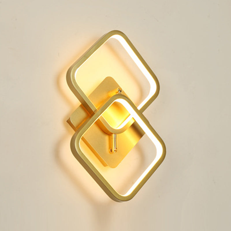 Modern Style Metal Wall Light Geometric Shape LED Wall Sconce for Bedroom