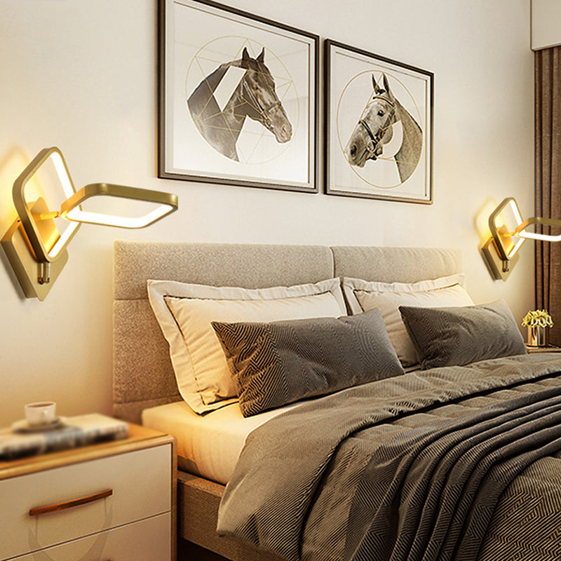 Modern Style Metal Wall Light Geometric Shape LED Wall Sconce for Bedroom