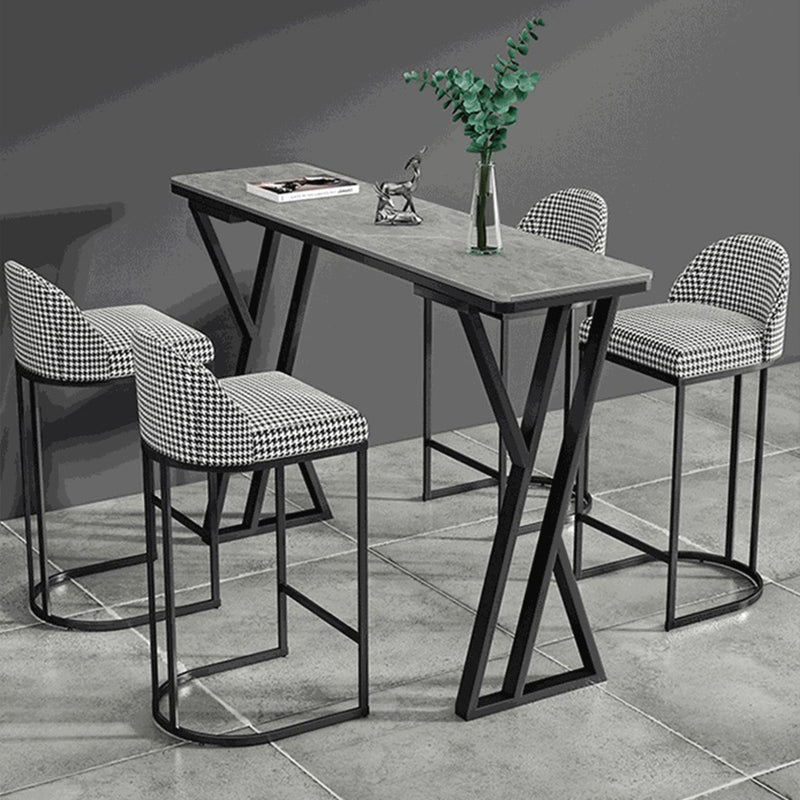 Industrial Stone Bar Wine Table Rectangle Coffee Shop Bar Height Cocktail Table