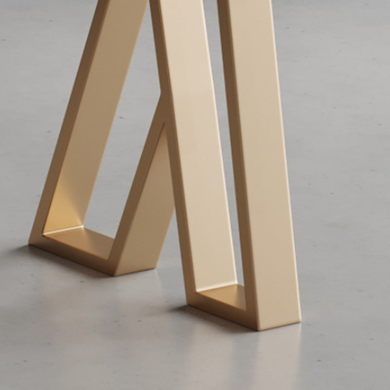 Rectangle Indoor Pub Height Dining Table Marble Bistro Table in White and Gold