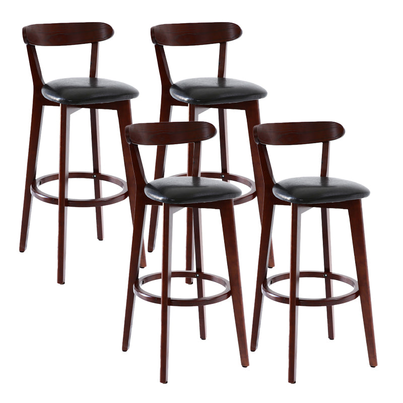 Scandinavian Matte Finish Leather Barstool Rubberwood Home Stool