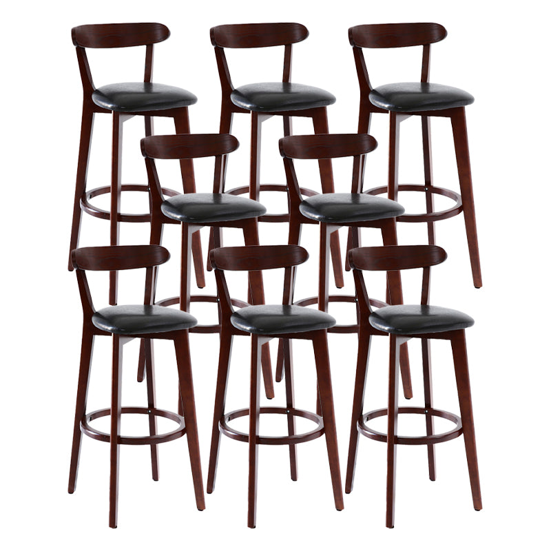 Scandinavian Matte Finish Leather Barstool Rubberwood Home Stool