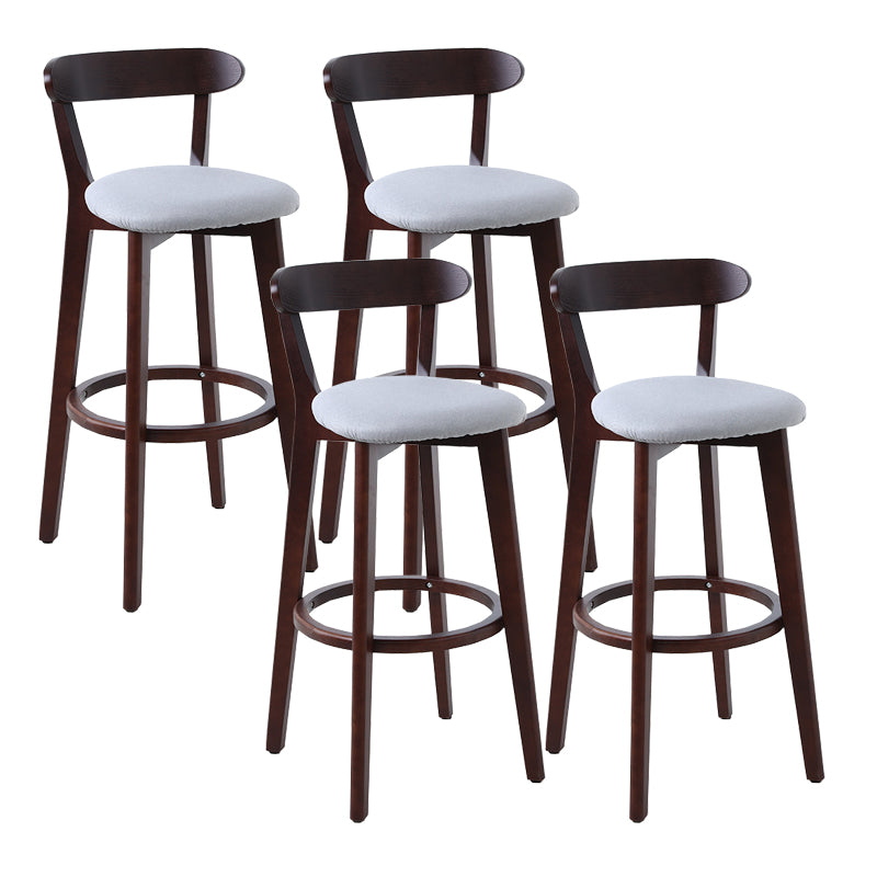 Scandinavian Matte Finish Leather Barstool Rubberwood Home Stool