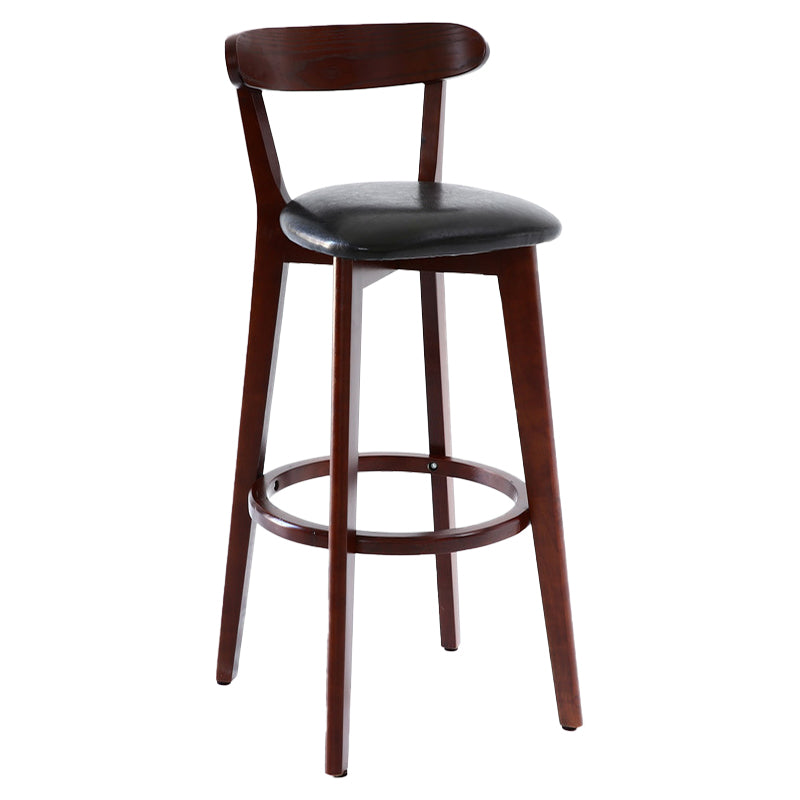 Scandinavian Matte Finish Leather Barstool Rubberwood Home Stool