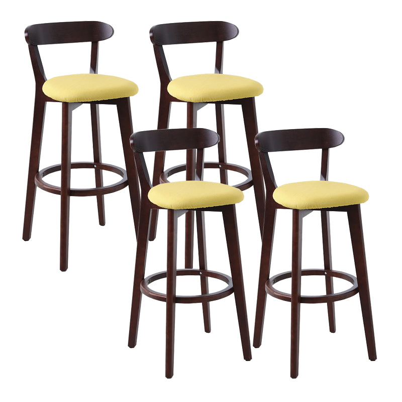 Scandinavian Matte Finish Leather Barstool Rubberwood Home Stool