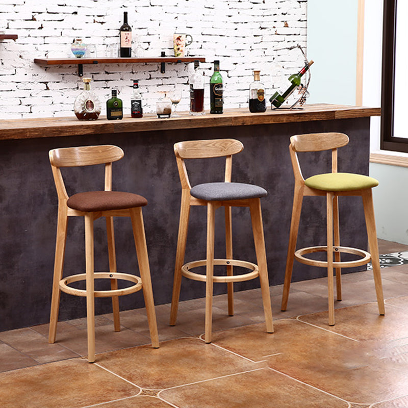 Scandinavian Matte Finish Leather Barstool Rubberwood Home Stool
