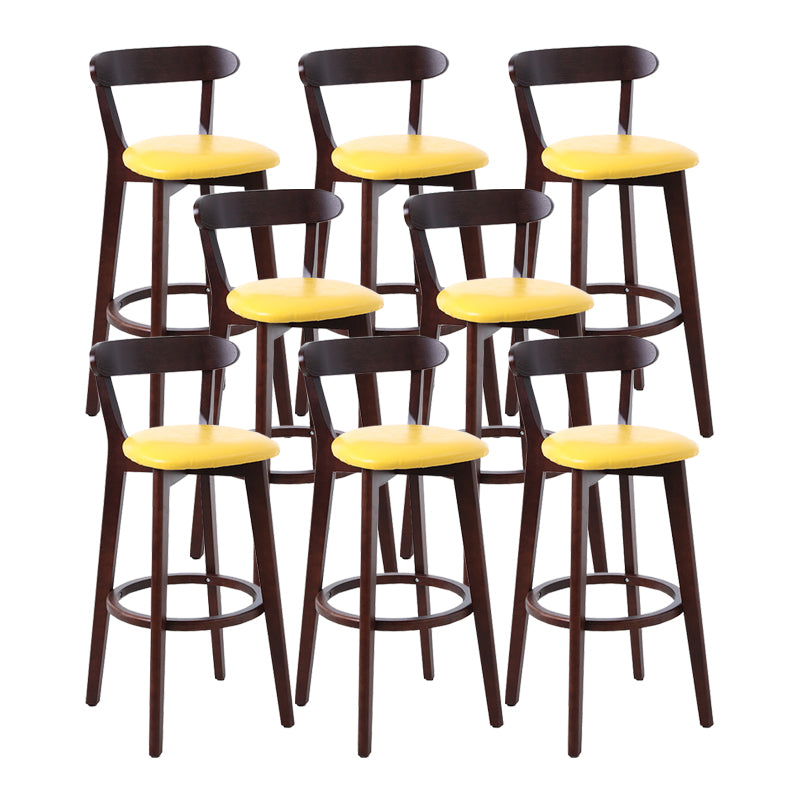 Scandinavian Matte Finish Leather Barstool Rubberwood Home Stool