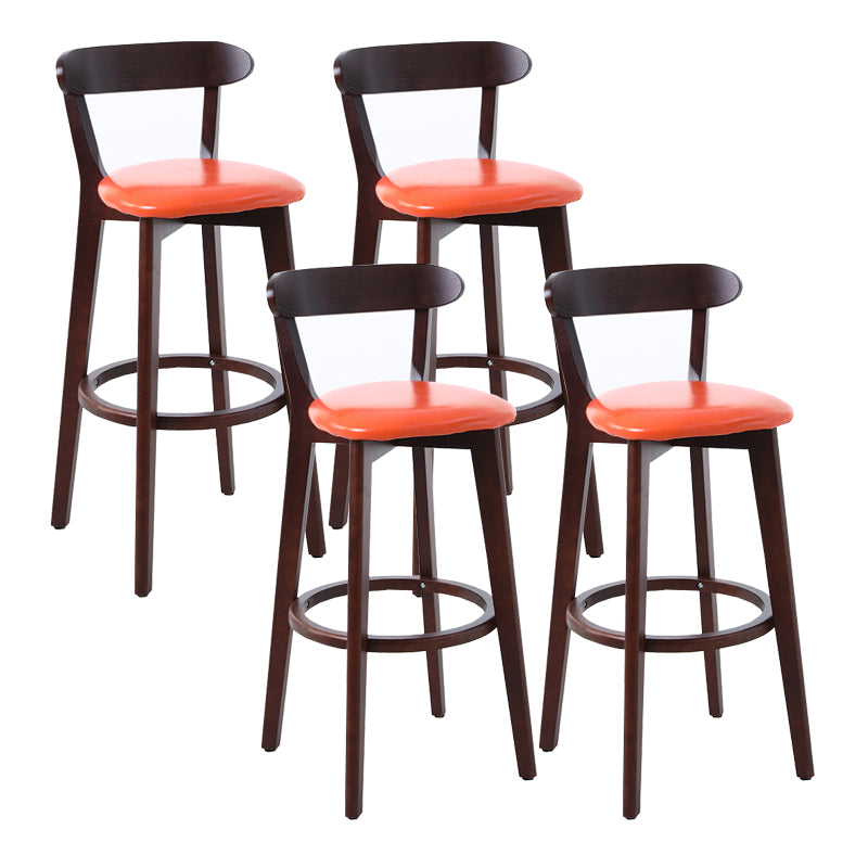 Scandinavian Matte Finish Leather Barstool Rubberwood Home Stool