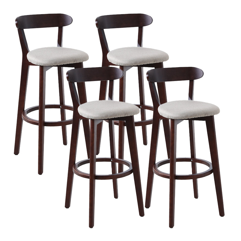 Scandinavian Matte Finish Leather Barstool Rubberwood Home Stool