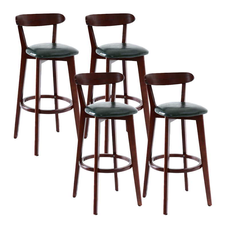 Scandinavian Matte Finish Leather Barstool Rubberwood Home Stool