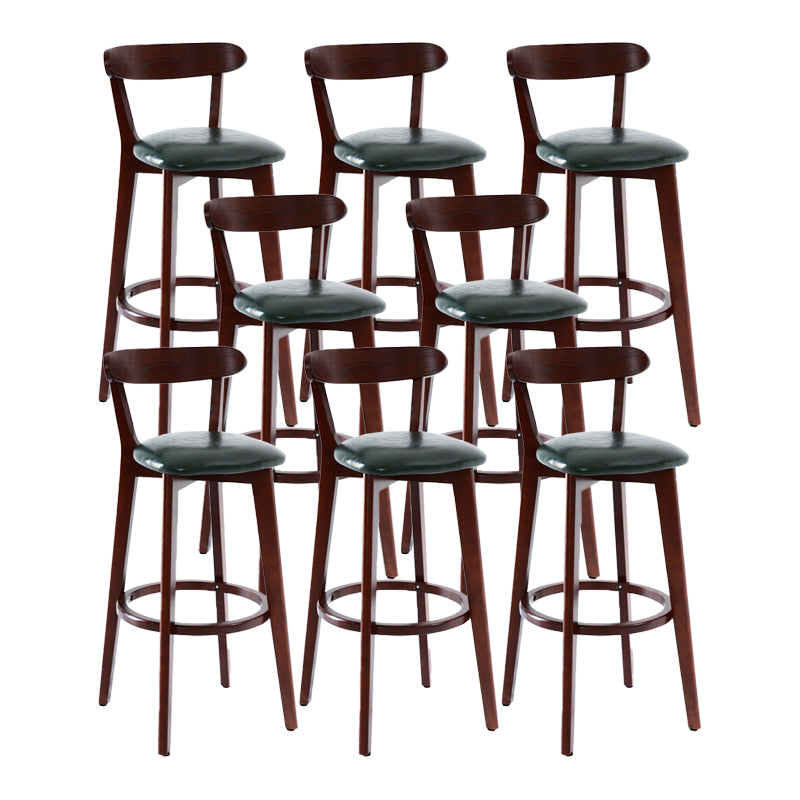 Scandinavian Matte Finish Leather Barstool Rubberwood Home Stool