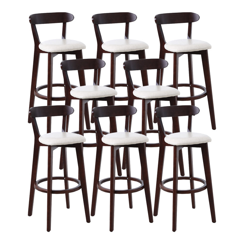 Scandinavian Matte Finish Leather Barstool Rubberwood Home Stool