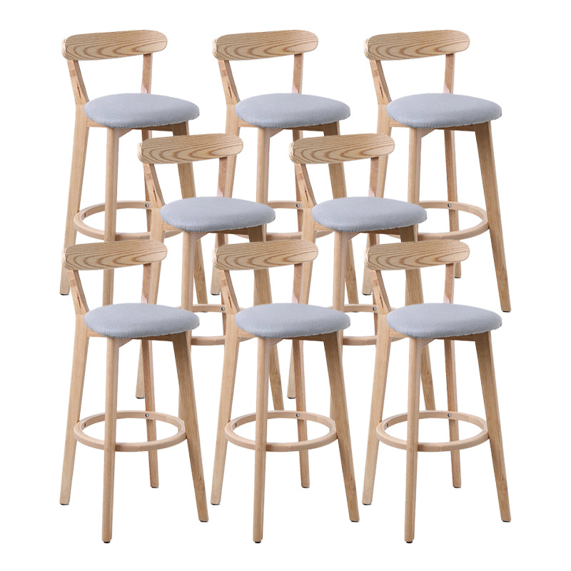 Scandinavian Matte Finish Leather Barstool Rubberwood Home Stool