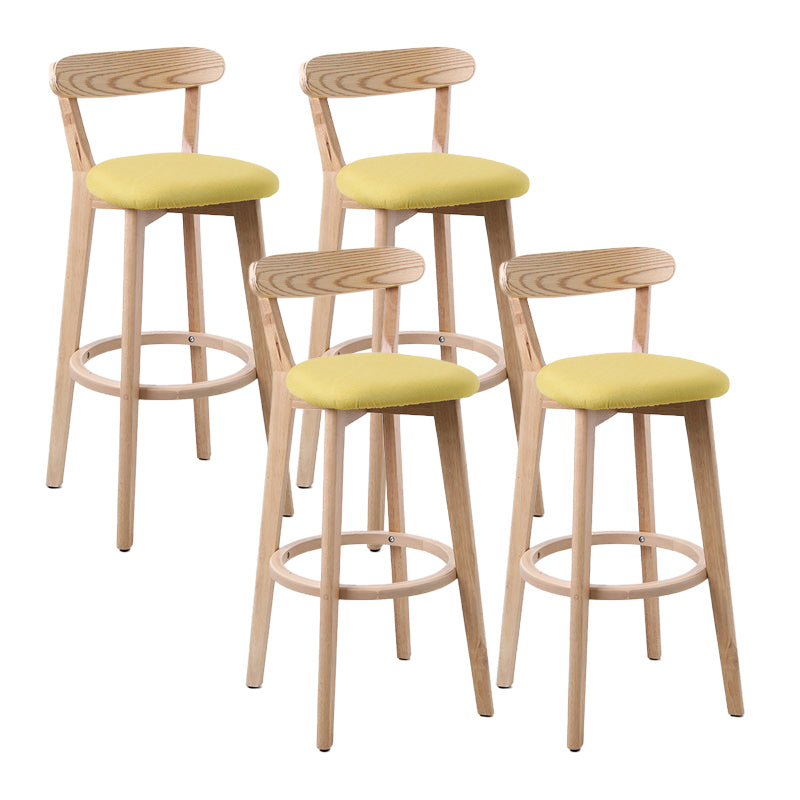 Scandinavian Matte Finish Leather Barstool Rubberwood Home Stool