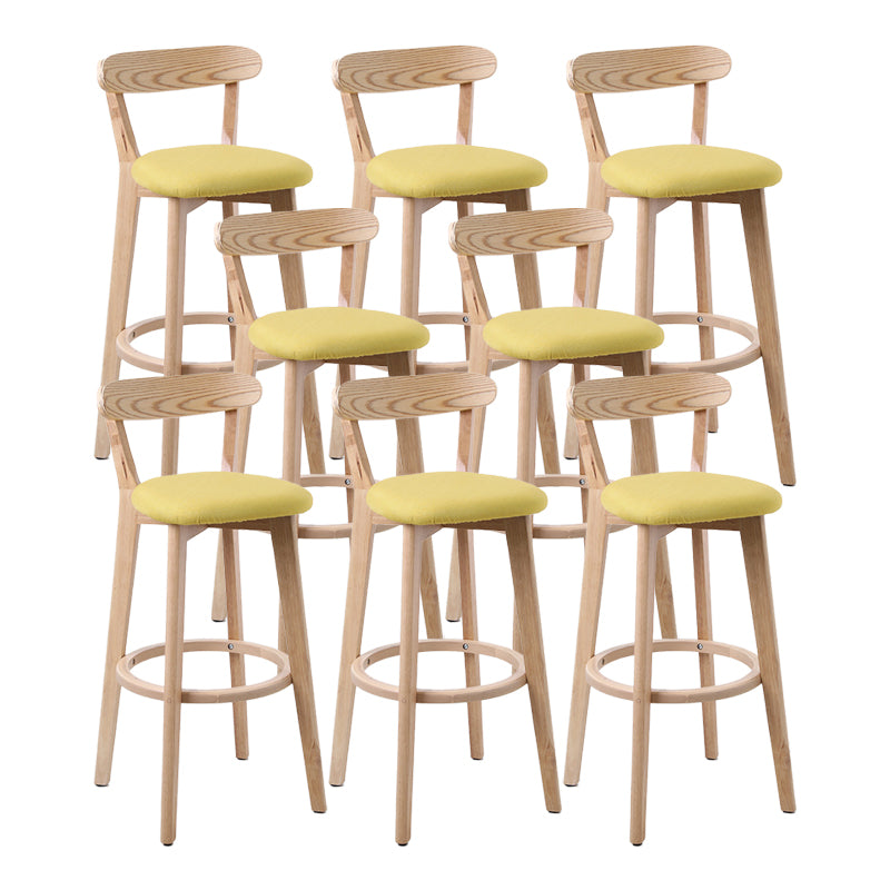 Scandinavian Matte Finish Leather Barstool Rubberwood Home Stool