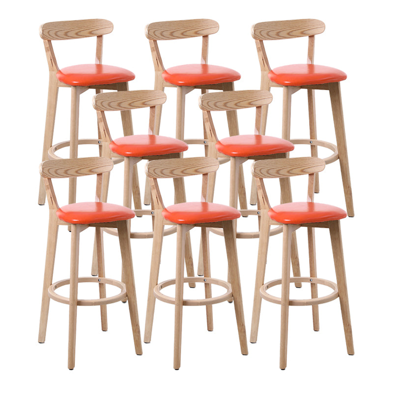 Scandinavian Matte Finish Leather Barstool Rubberwood Home Stool