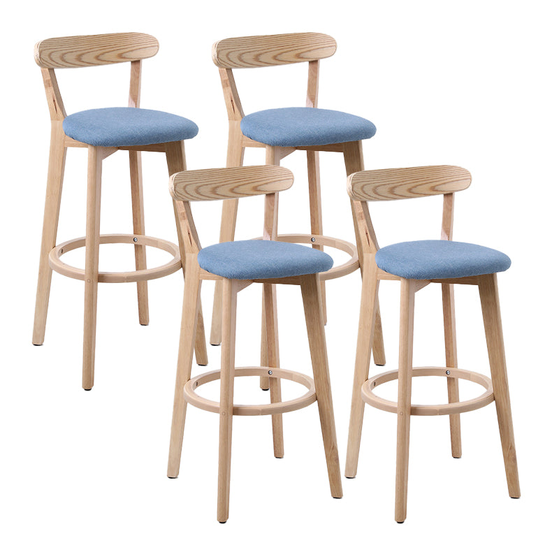 Scandinavian Matte Finish Leather Barstool Rubberwood Home Stool
