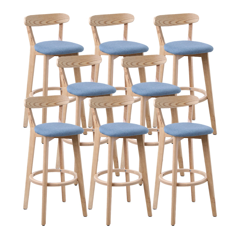 Scandinavian Matte Finish Leather Barstool Rubberwood Home Stool