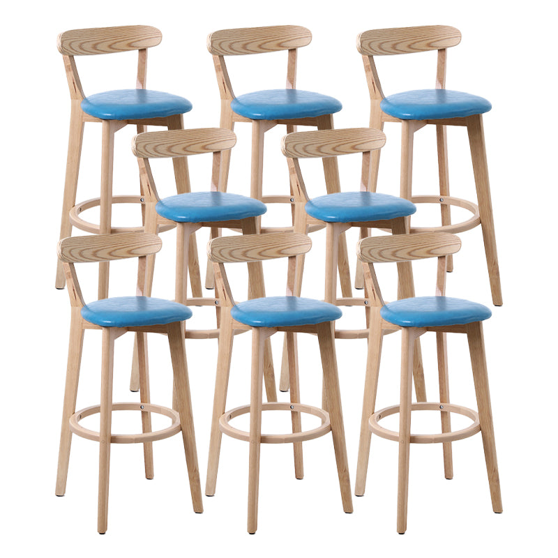 Scandinavian Matte Finish Leather Barstool Rubberwood Home Stool