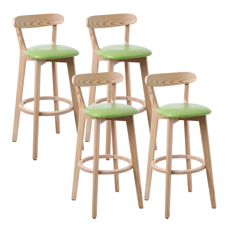 Scandinavian Matte Finish Leather Barstool Rubberwood Home Stool