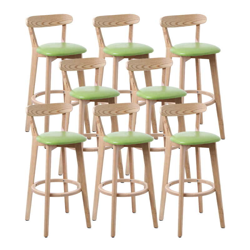 Scandinavian Matte Finish Leather Barstool Rubberwood Home Stool